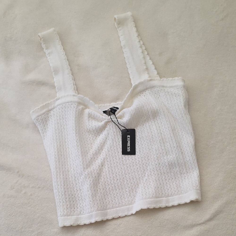 Express Ivory Textured Sleeveless Top